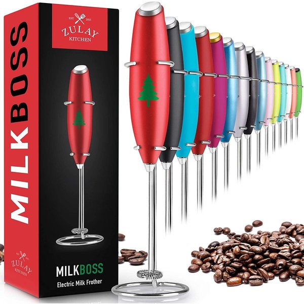 Zulay Kitchen Zulay Milk Frother w Stand  Christmas Edition ZULB07WG3GCFT